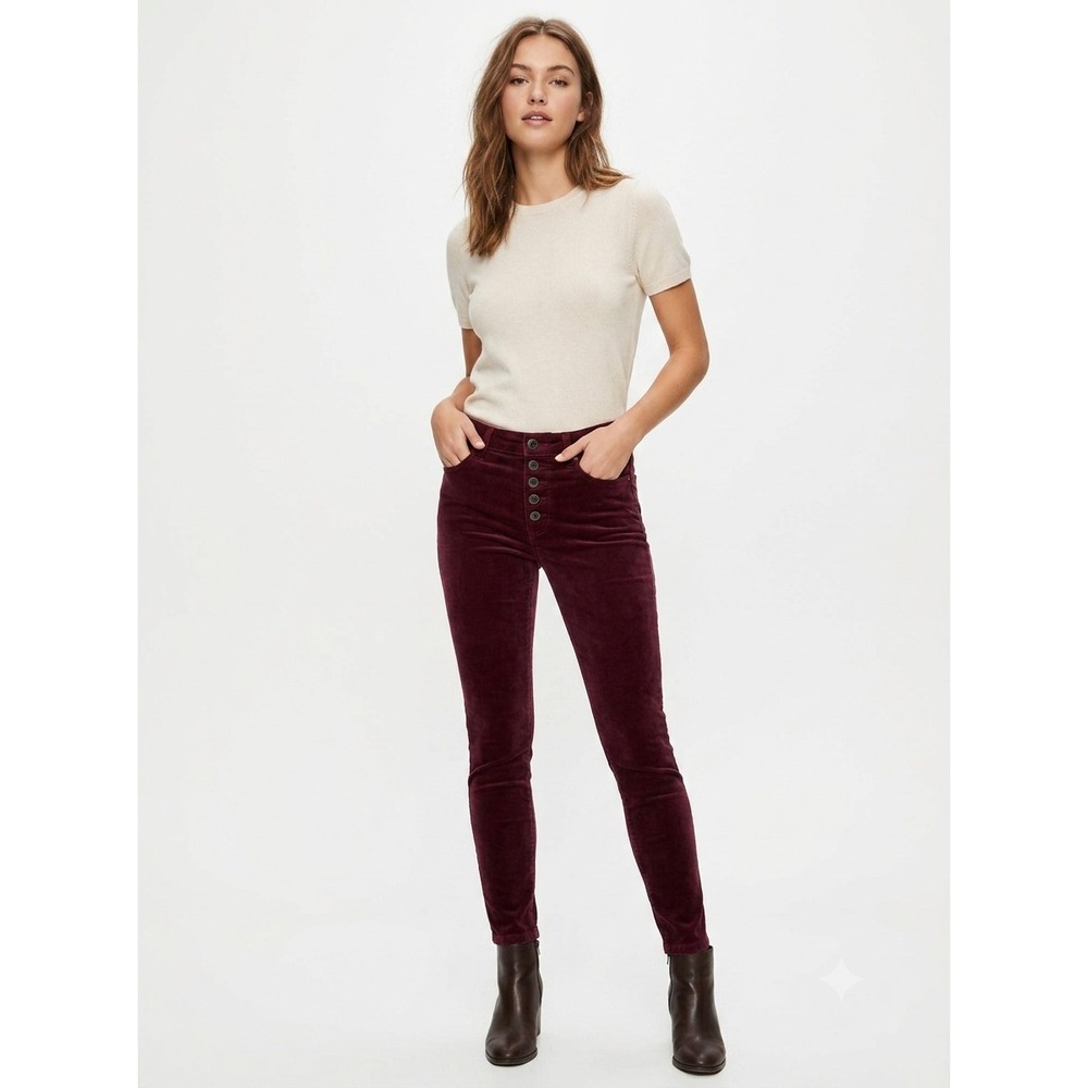 Anthropologie Pilcro Corduroy Pants Womens 28 Purple High Rise Skinny Button Fly